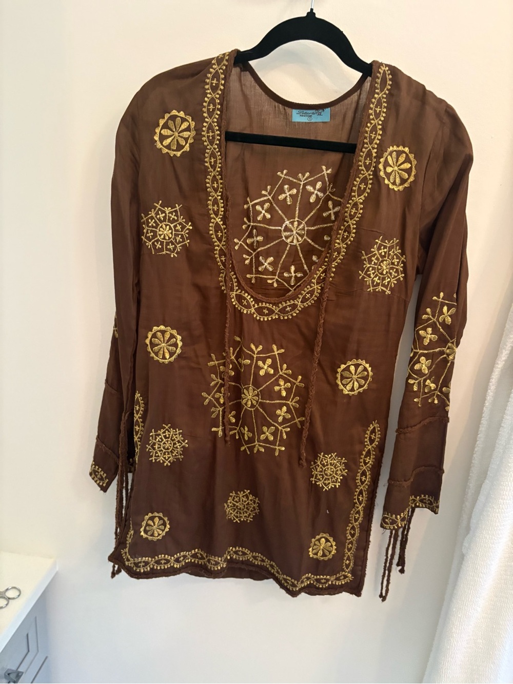 Letarte Brown Tunic with Gold Embroidery
